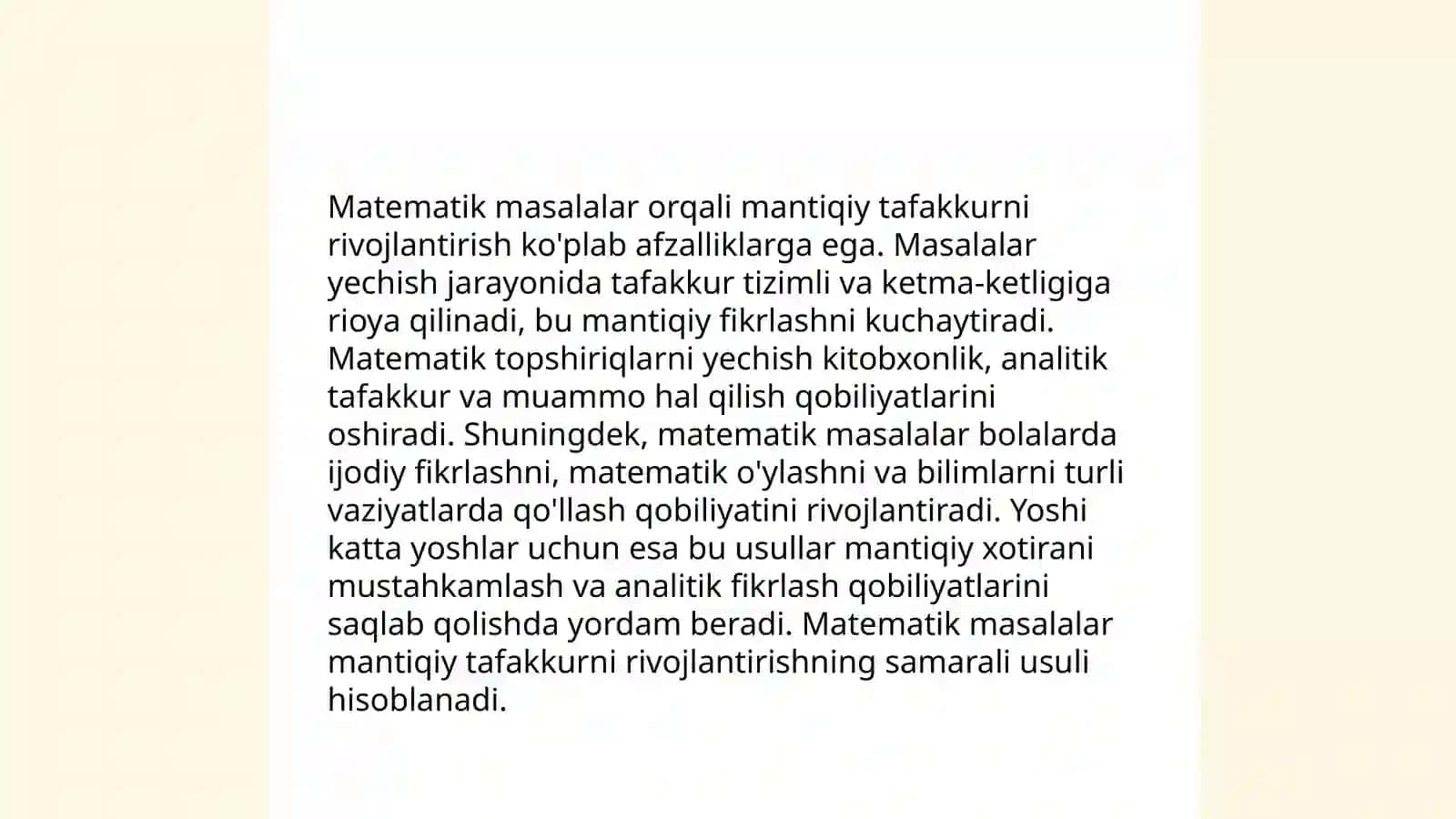 Matematik masalaning ta‘lim jarayonida roli va o‘rni 4