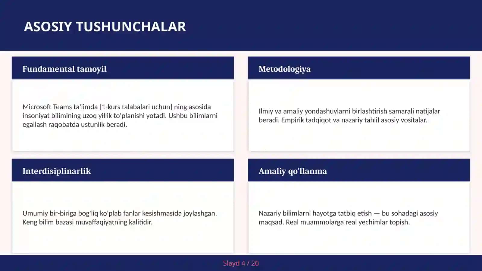 Microsoft Teams ta'limda [1-kurs talabalari uchun] 4