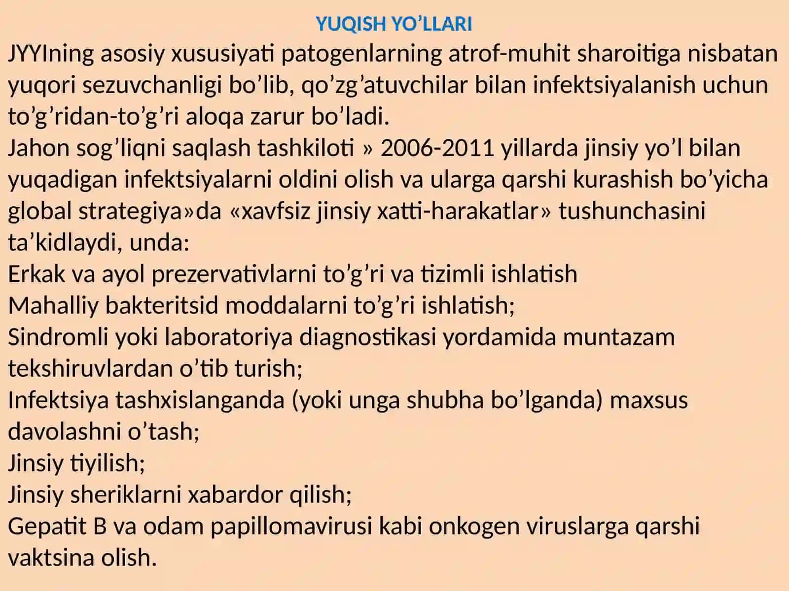 JINSIY YO’L BILAN YUQADIGAN INFEKTSIYALAR 4