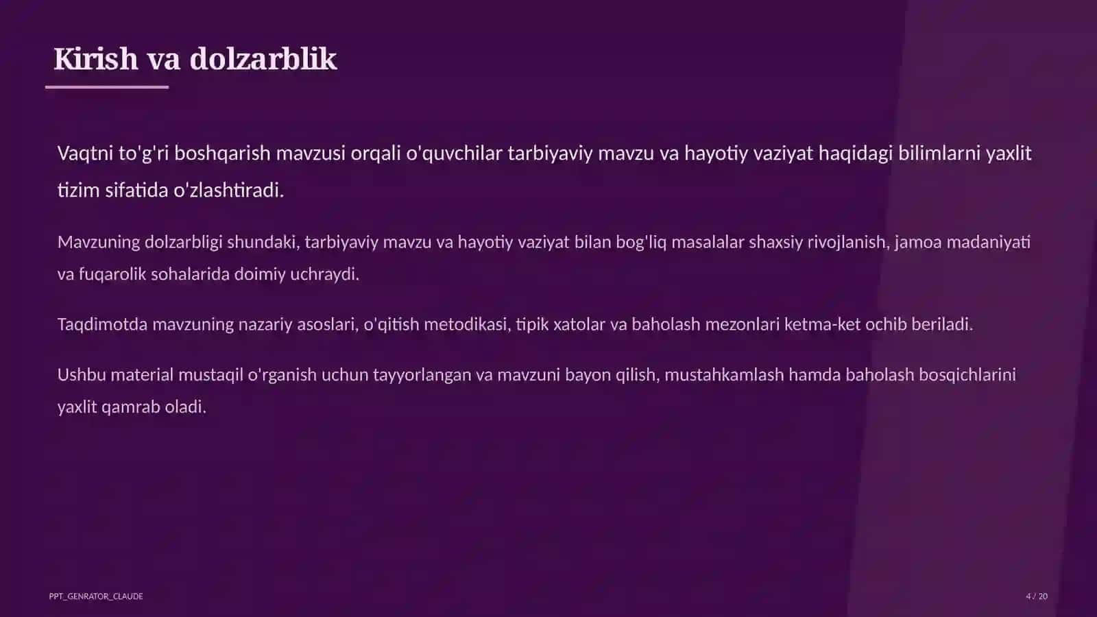 Sinf soati va tarbiyaviy tadbirlar 4