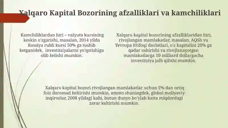 Xalqaro Kapital Bozori va uning rivojlanishi 4