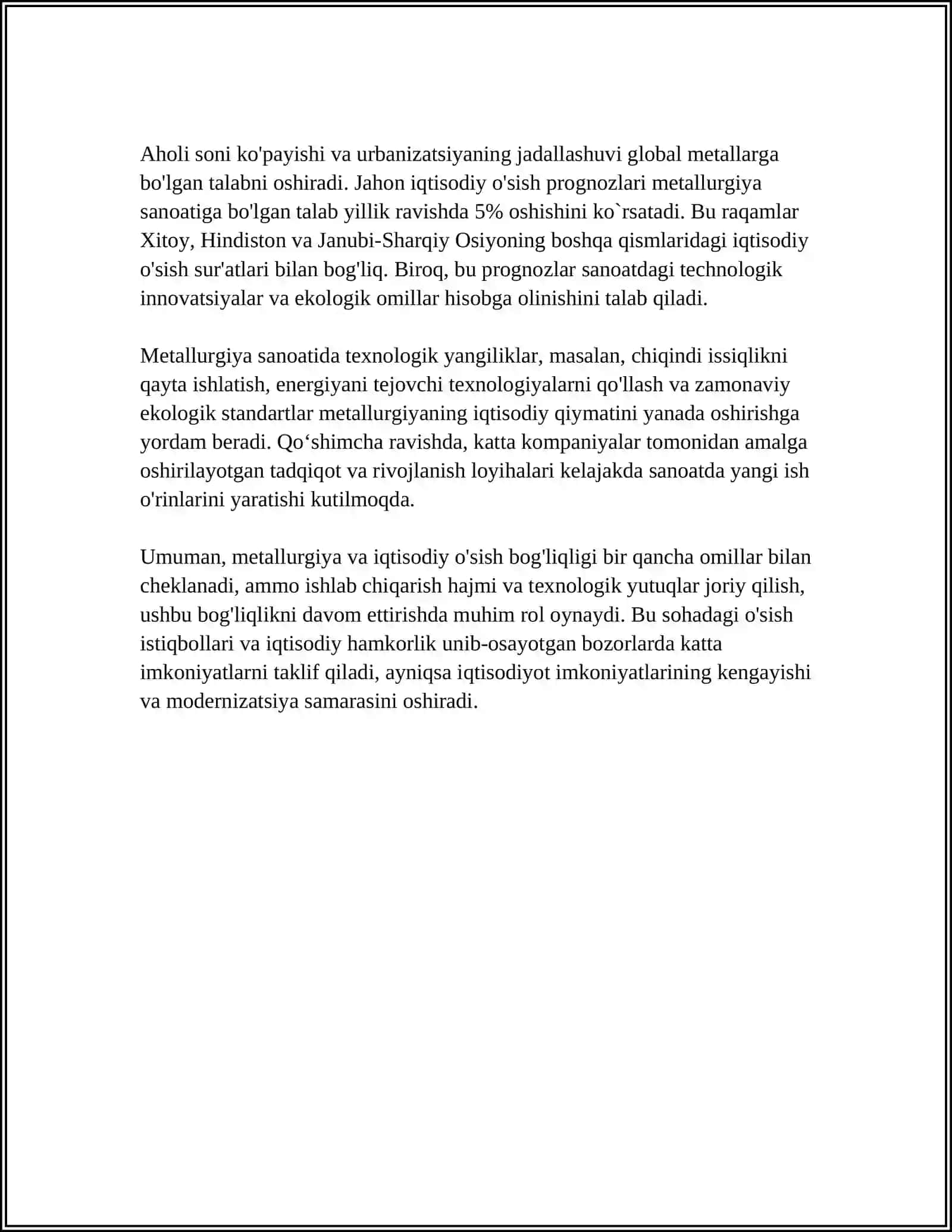 METALLURGIYA ISHLAB CHIQARISHI JAMIYAT TARAQQIYOTIDA TUB BURILISHNING MUHIM OMIL SIFATIDA 4