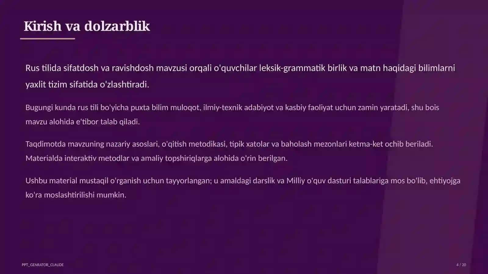 Rus tilida sifatdosh va ravishdosh (7-sinf) 4