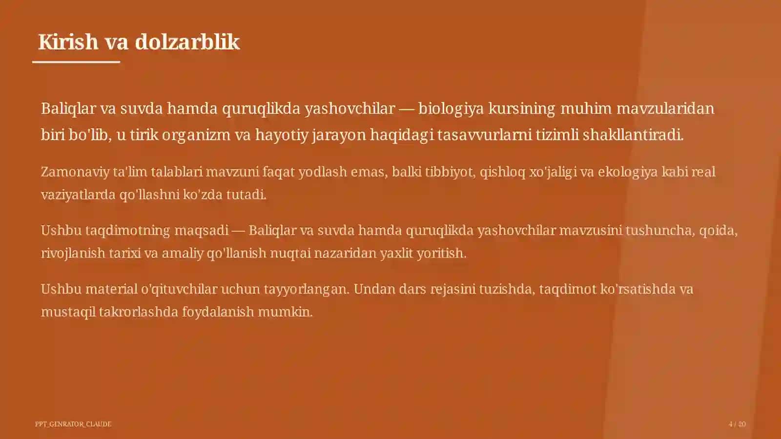 Baliqlar va suvda hamda quruqlikda yashovchilar (7-sinf) 4
