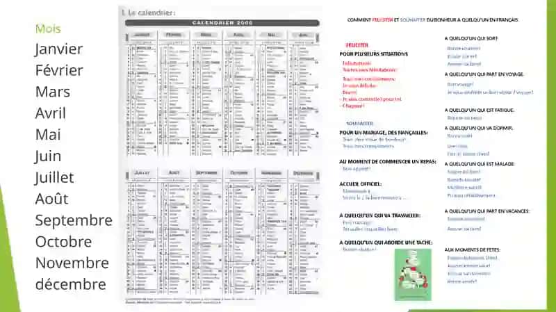 Calendrier.Les jours de la semaine.Les mois. 4
