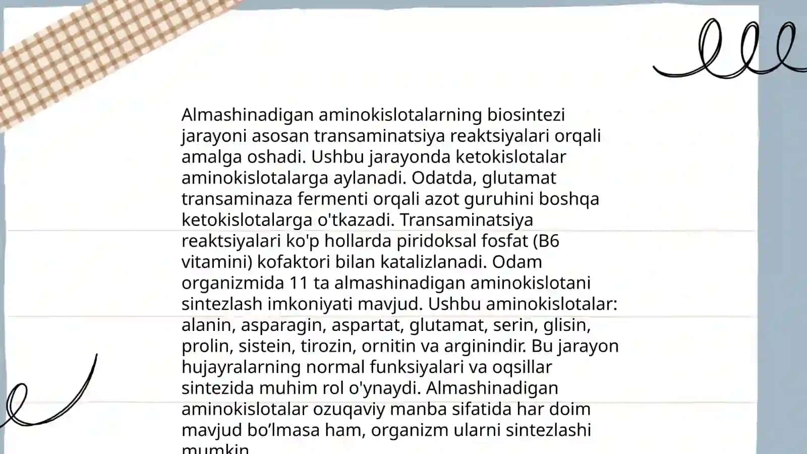 Almashinadigan aminokislotalar tushunchasi va biosintezi 4