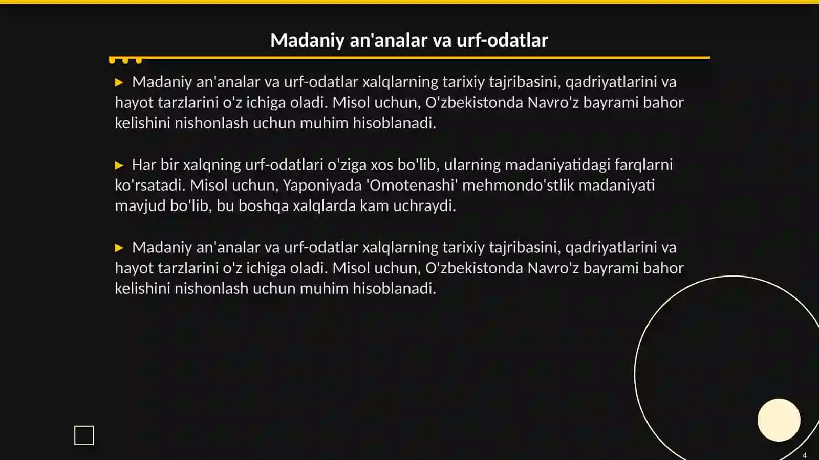 Dunyo xalqlari madaniyatidagi umumiylik va farqlar 4