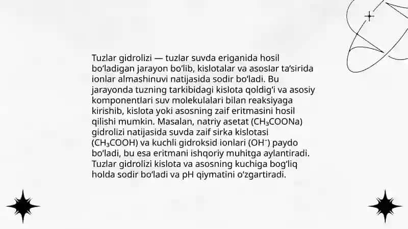 Tuzlar gidroliz jarayoni va ion almashinish reaksiyalari 4