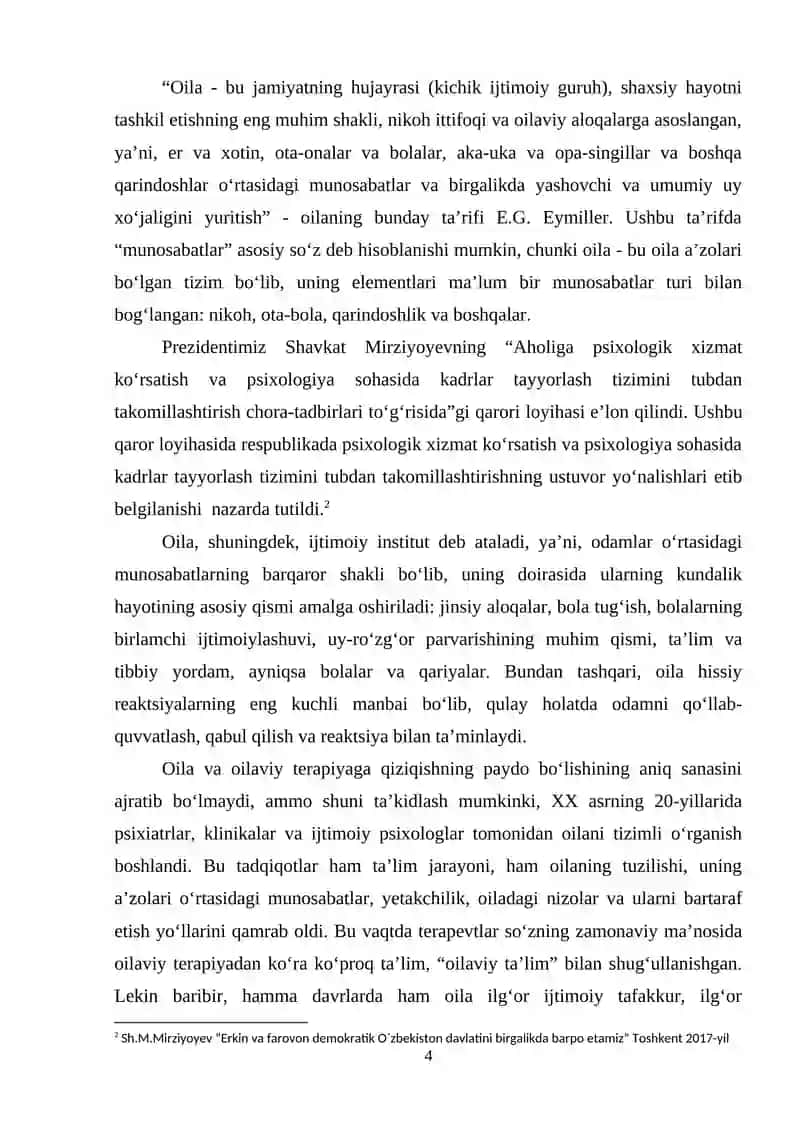 Oila ustalik bilan harakat qilish tizimi sifatida 4