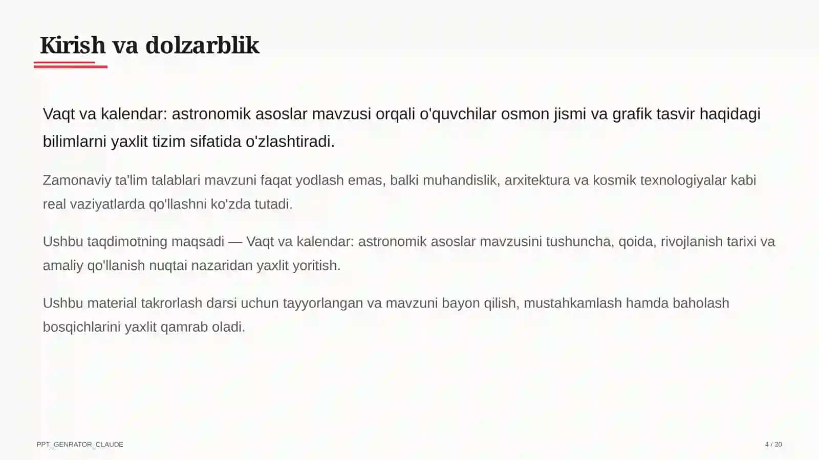 Vaqt va kalendar: astronomik asoslar (10-sinf) 4