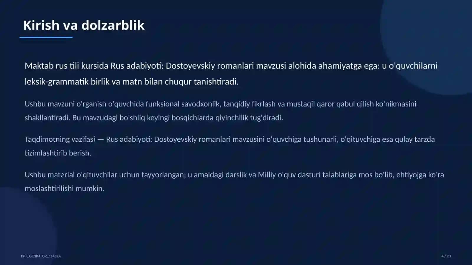 Rus adabiyoti: Dostoyevskiy romanlari (11-sinf) 4
