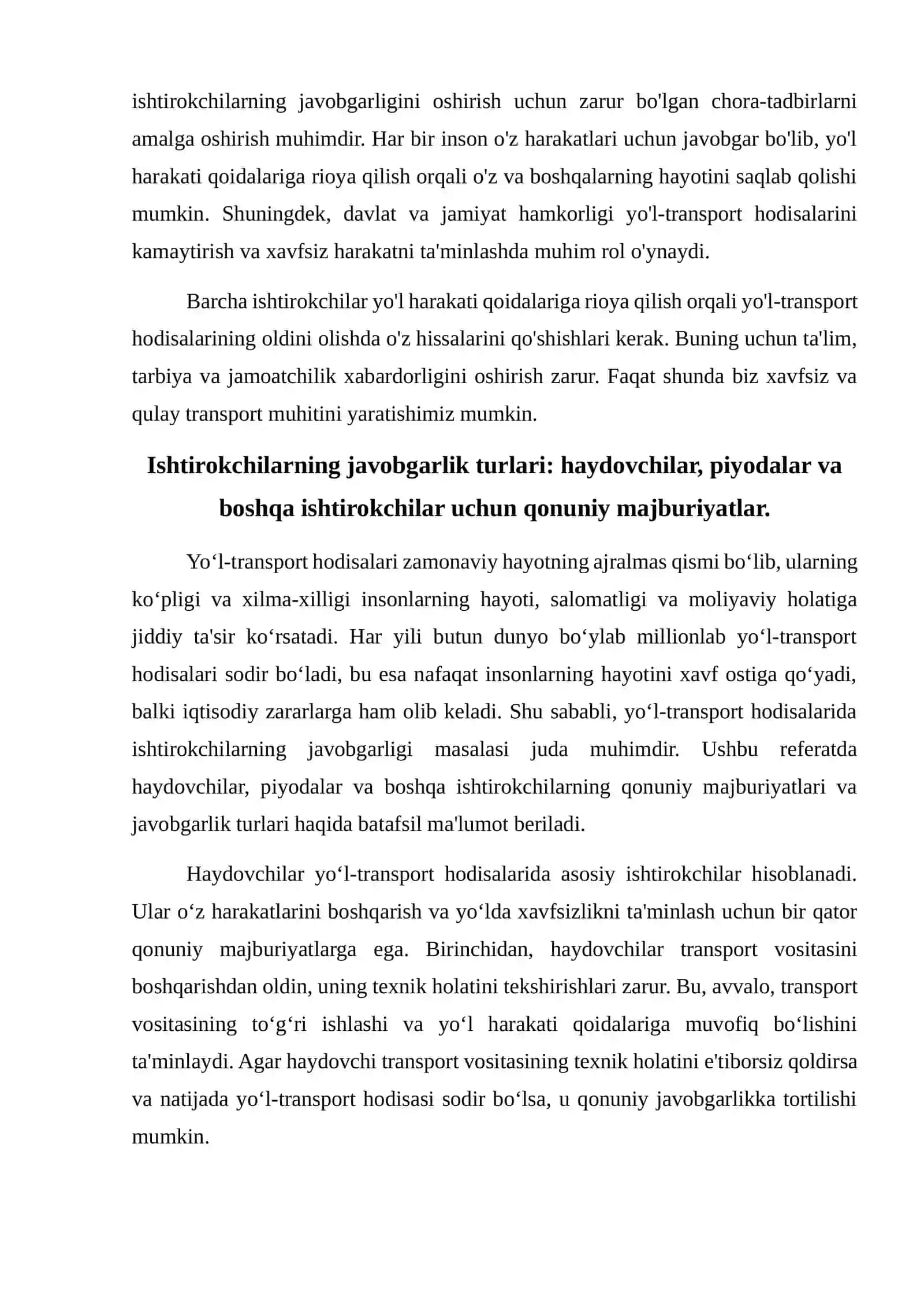 Yoʻl-transport hodisasida ishtrokchilaring javobgarligi 4