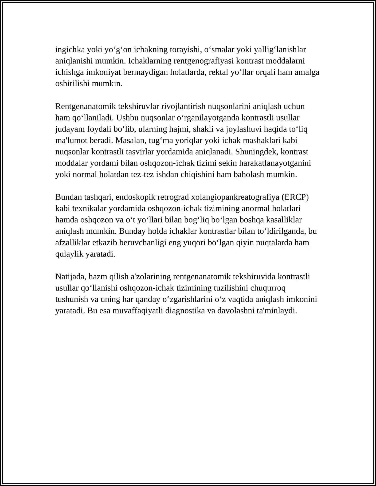 HAZM QILISH A'ZOLARINING RENTGENANATOMIYASI VA RIVOJLANISH NUQSONLARI 4