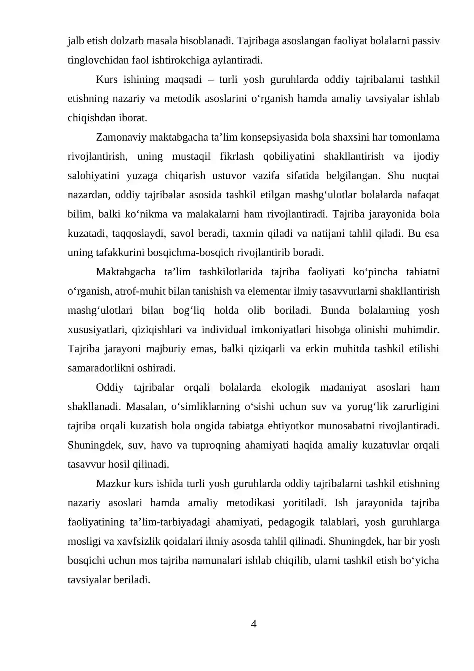 Maktabgacha ta’limda oddiy tajribalarni tashkil etishning nazariy asoslari 4