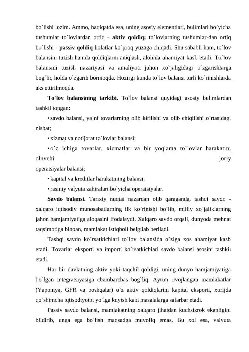 Xalqaro Savdo Balansi va To‘lov Balansi O‘zarо Bog‘liqli 4