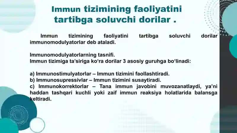 Immun tizimiga ta'sir etuvchi dori vositalari. 4