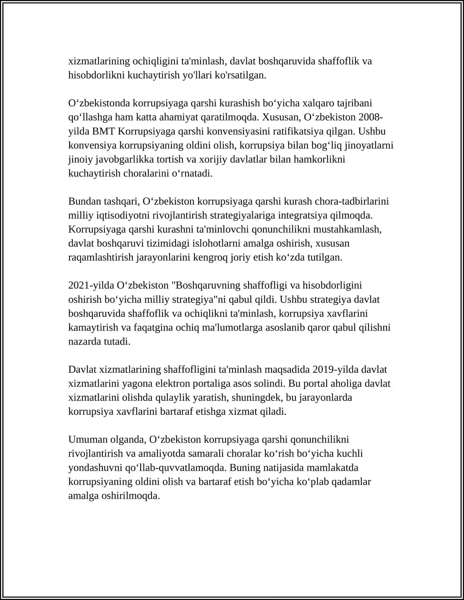 O'ZBEKISTONDA KORRUPSIYAGA QARSHI KURASH MEXANIZMLARI 4