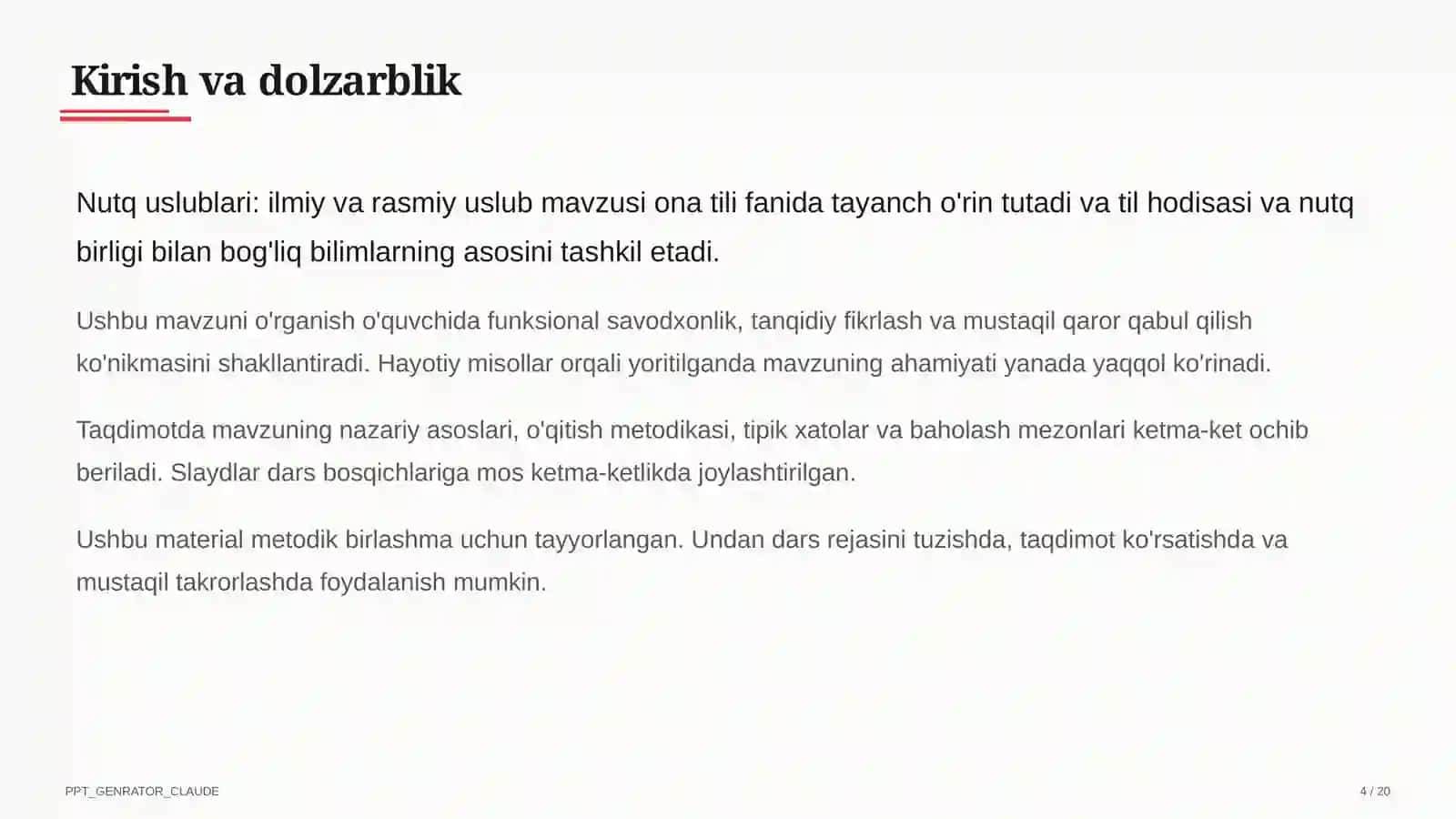 Nutq uslublari: ilmiy va rasmiy uslub (10-sinf) 4