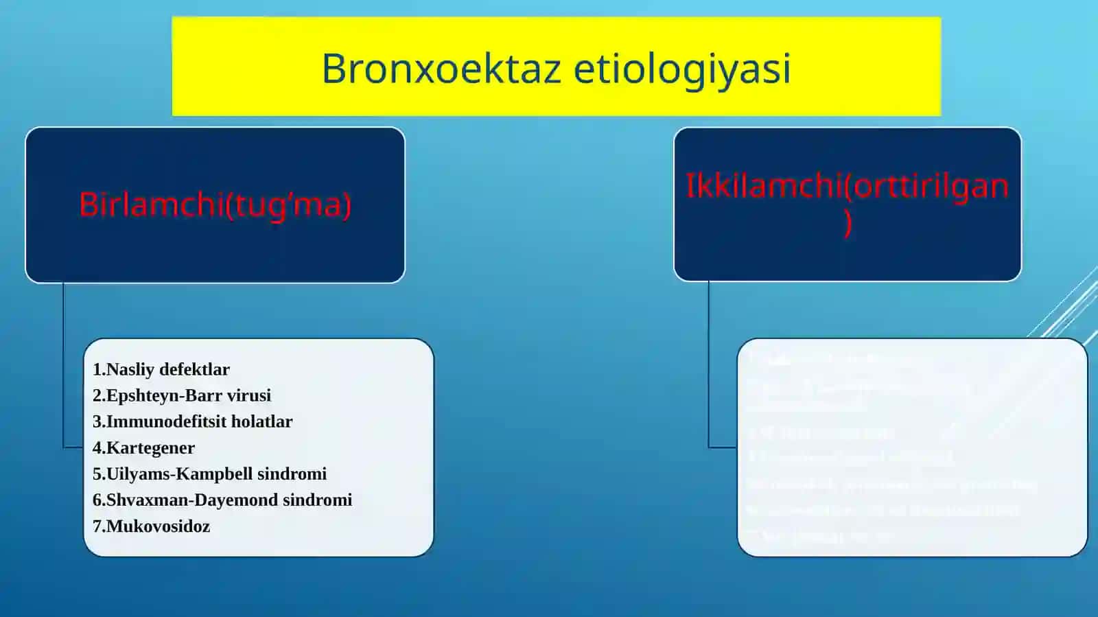"BRONXOEKTATIK KASALLIKLAR DIAGNOSTIKASI" 4