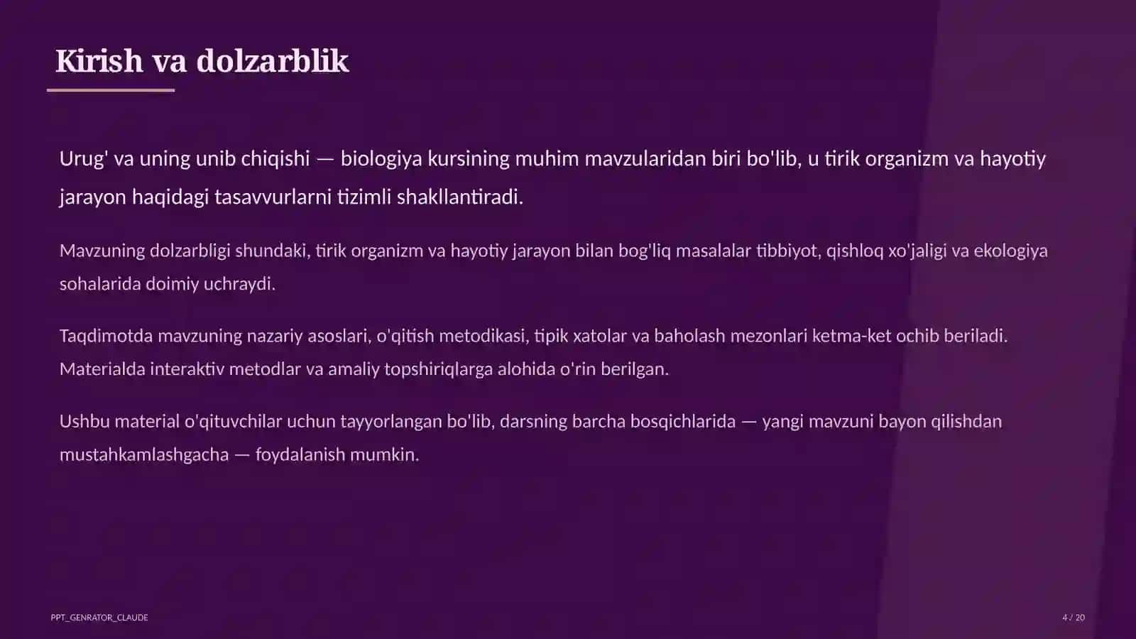 Urug' va uning unib chiqishi (5-sinf) 4