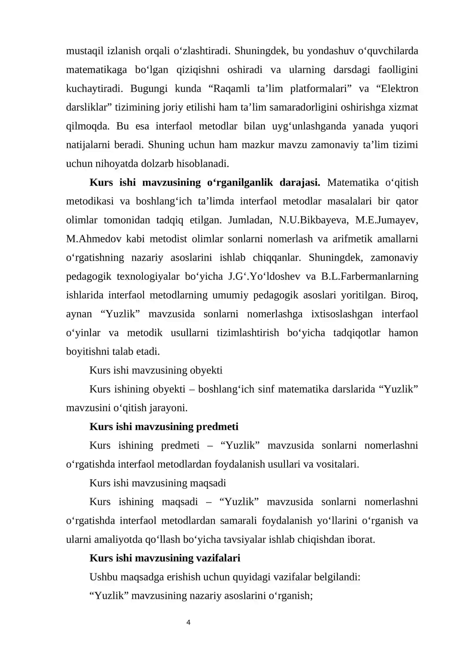 “Yuzlik” mavzusida sonlarni nomerlashga o‘rgatishda interfaol metodlardan foydalanish 4