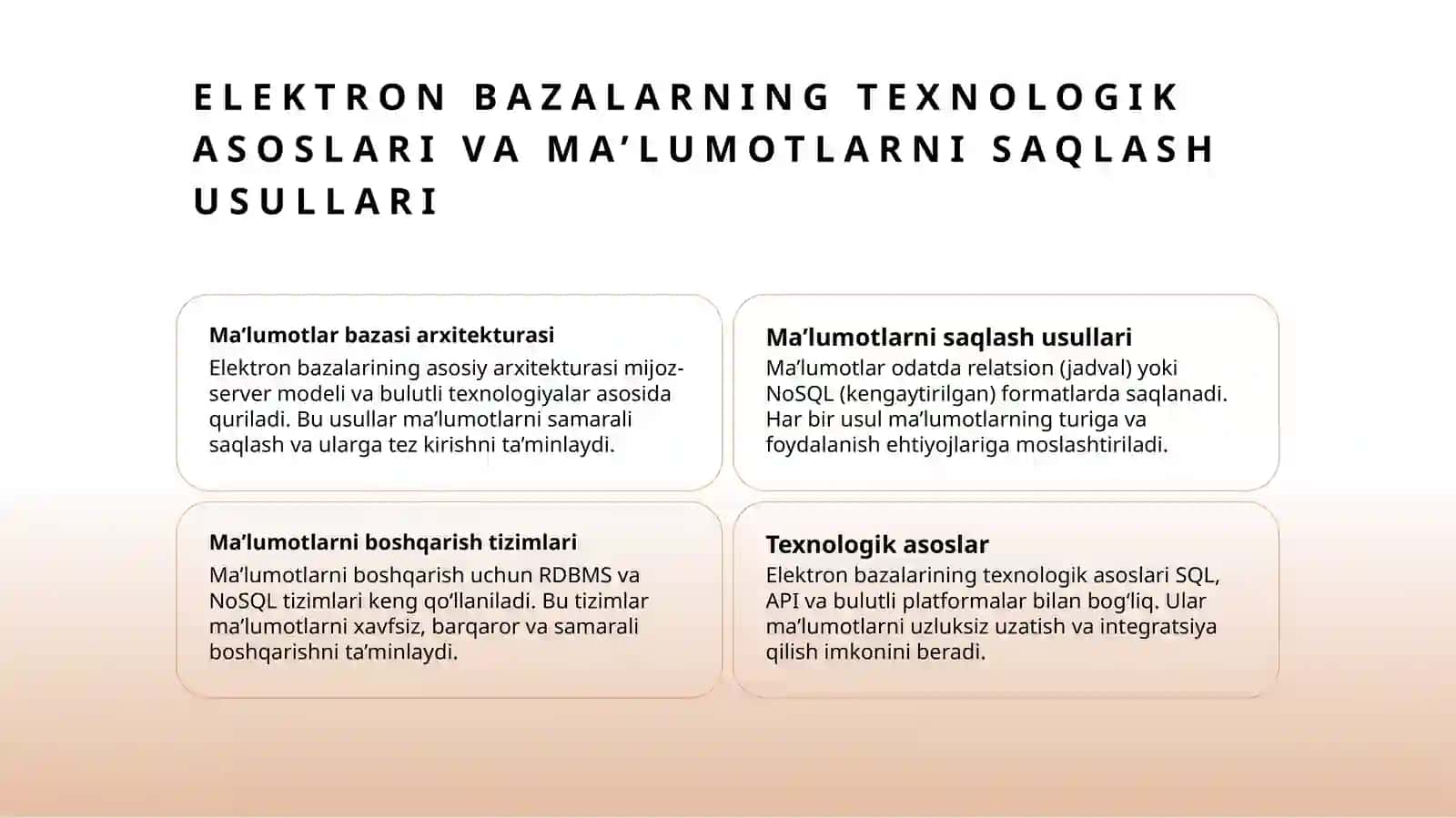 Dunyodagi yirik elektron ma'lumotlar bazasi va undan foydalanish imkoniyatlari 4