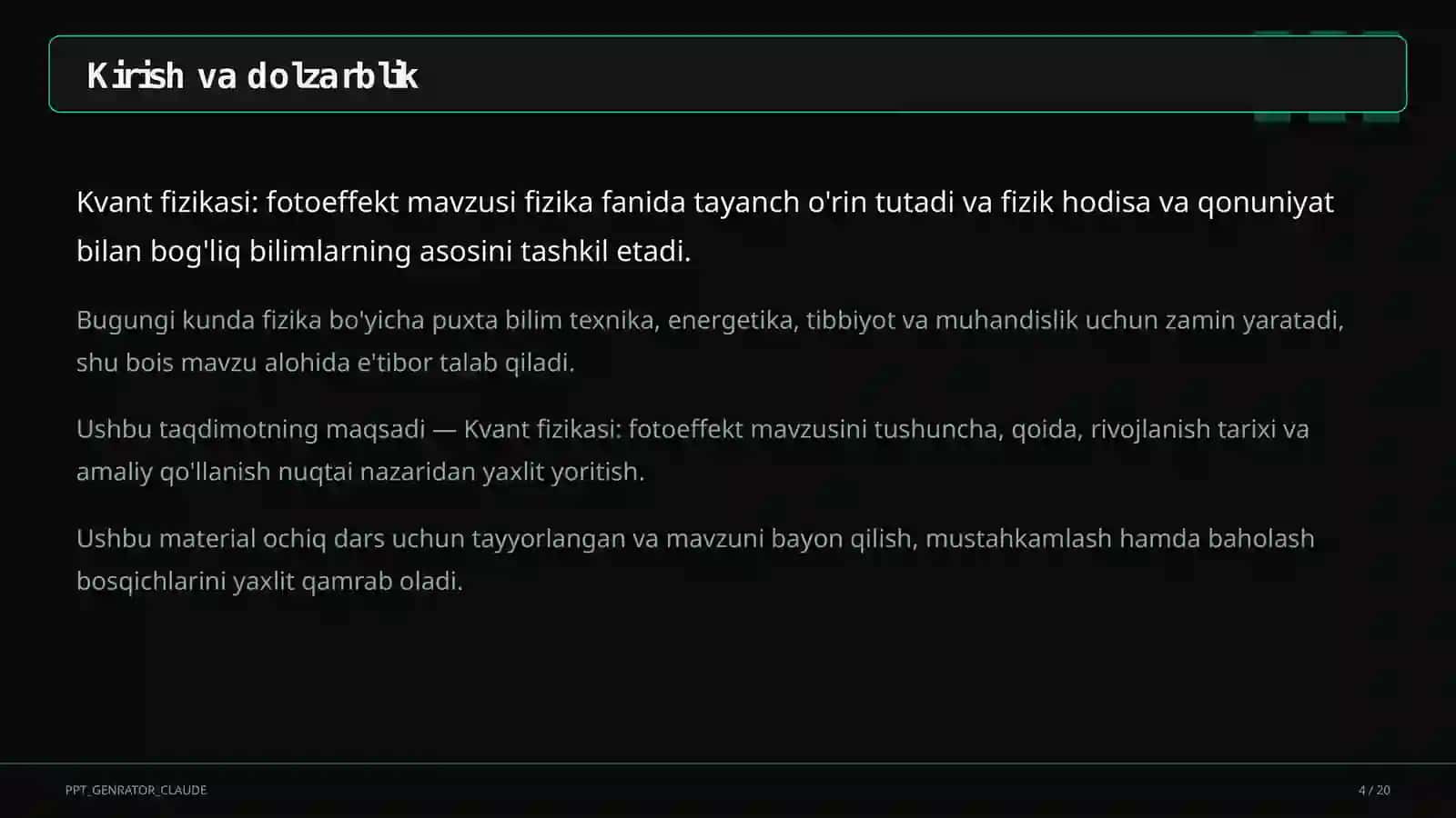 Kvant fizikasi: fotoeffekt (11-sinf) 4
