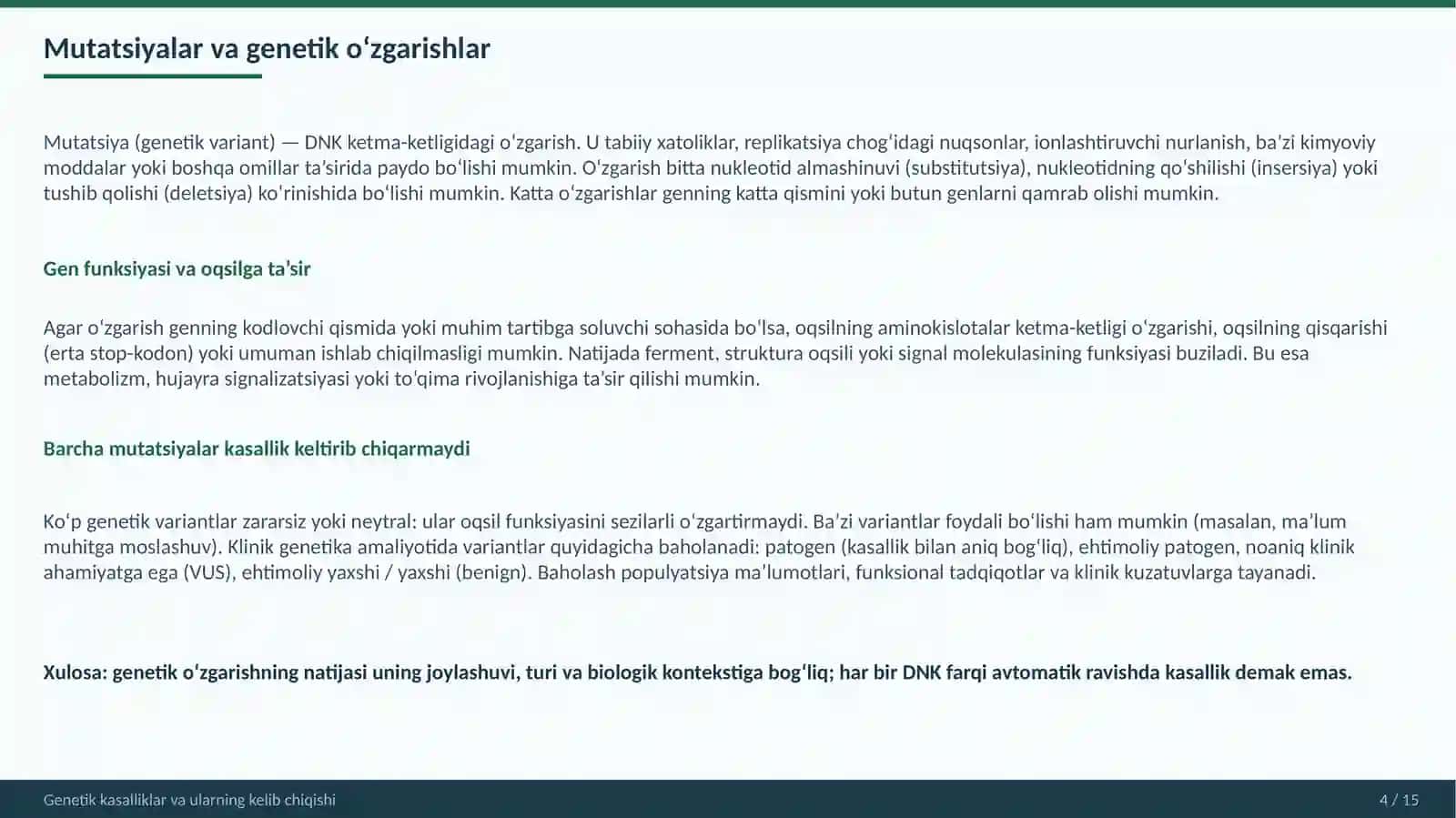 Genetik kasalliklar va ularning kelib chiqishi 4