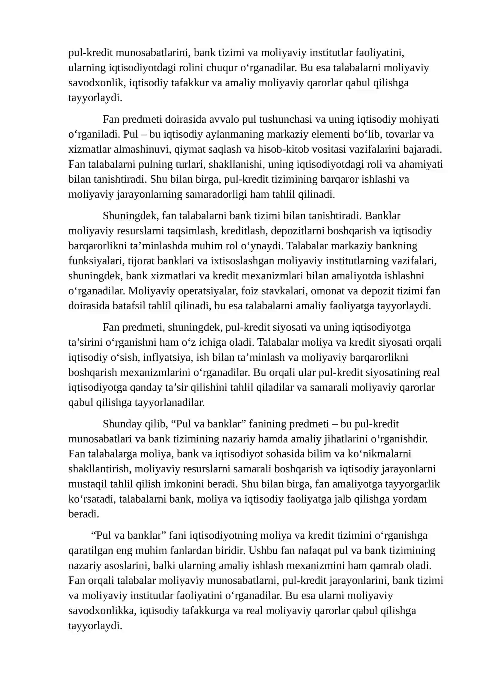 Pul va banklar fani predmeti, uslubiyoti va metodlariga qiyosiy tavsif 4
