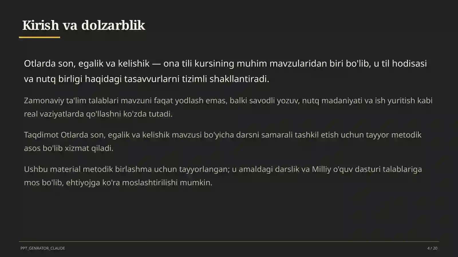 Otlarda son, egalik va kelishik (6-sinf) 4
