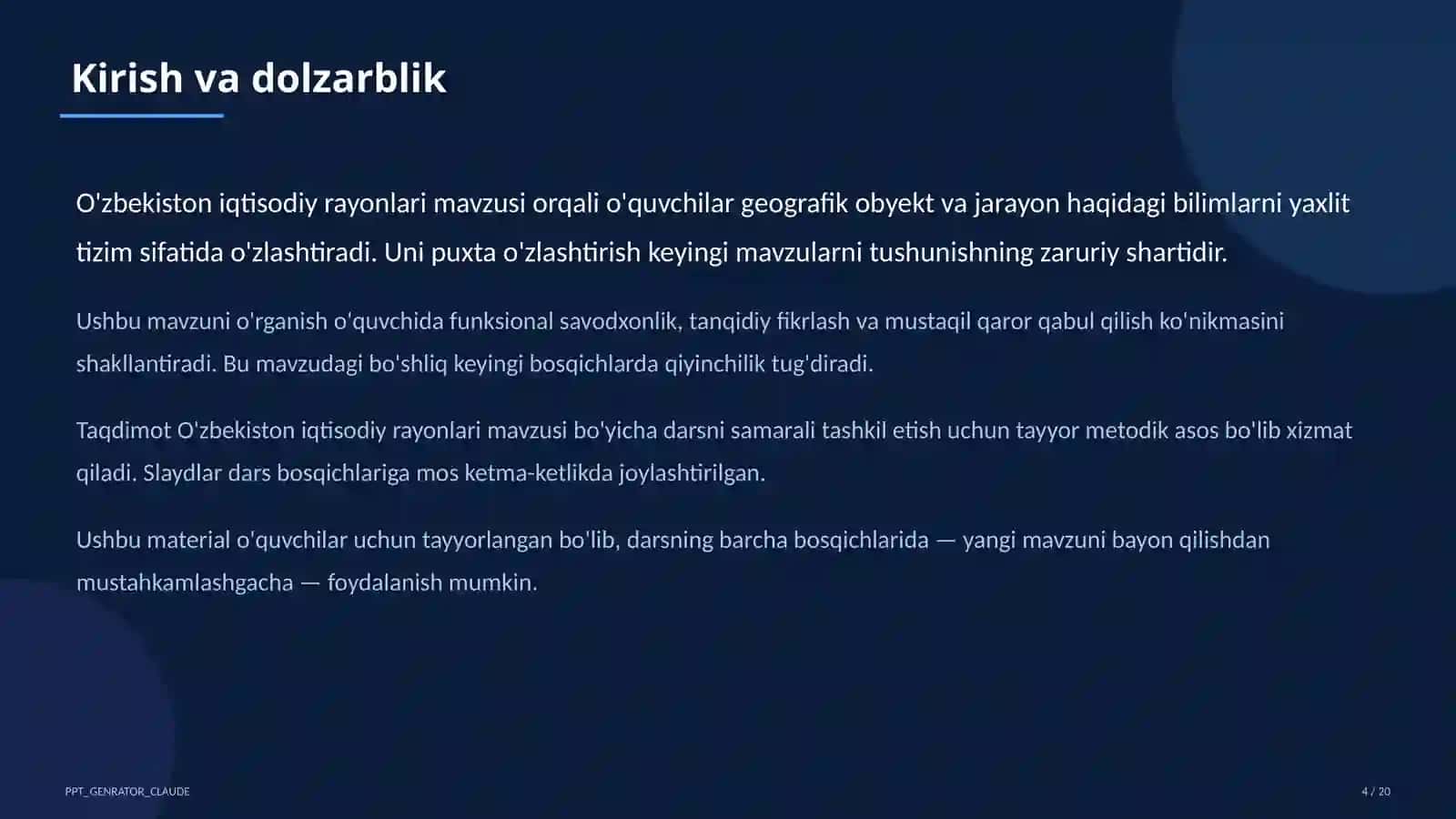 O'zbekiston iqtisodiy rayonlari (9-sinf) 4