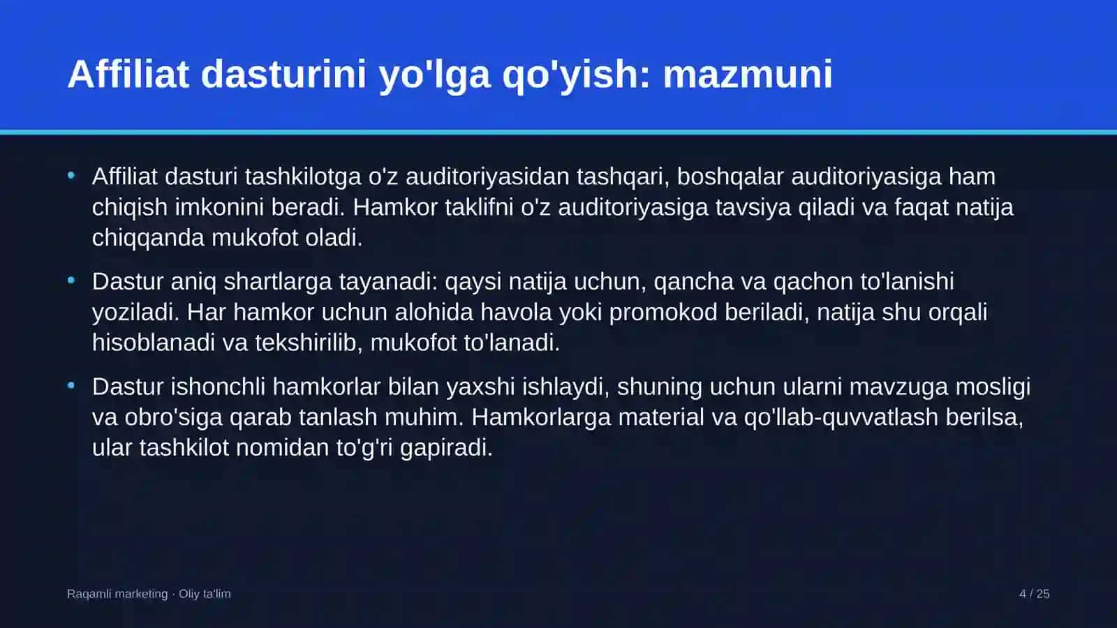 Buyum bozorlarida affiliat dasturini yo'lga qo'yish 4