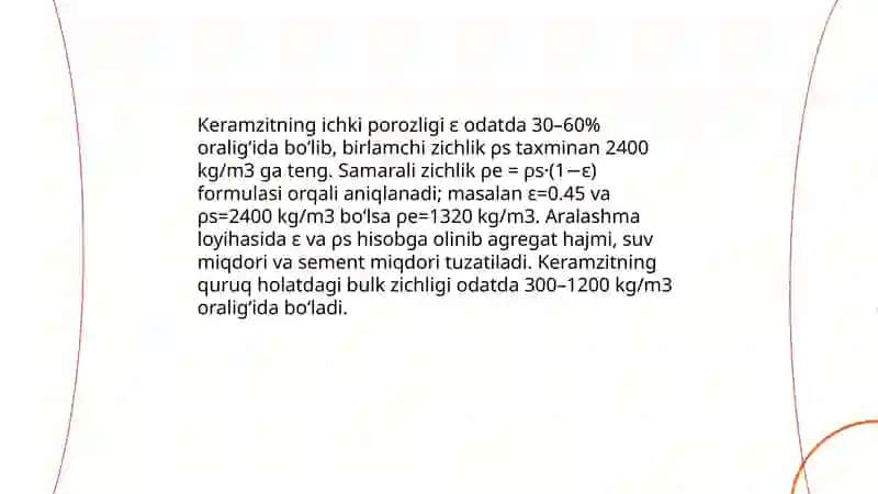 Zich tuzilishga ega yengil keramzit betonning tarkibini tanlash 4