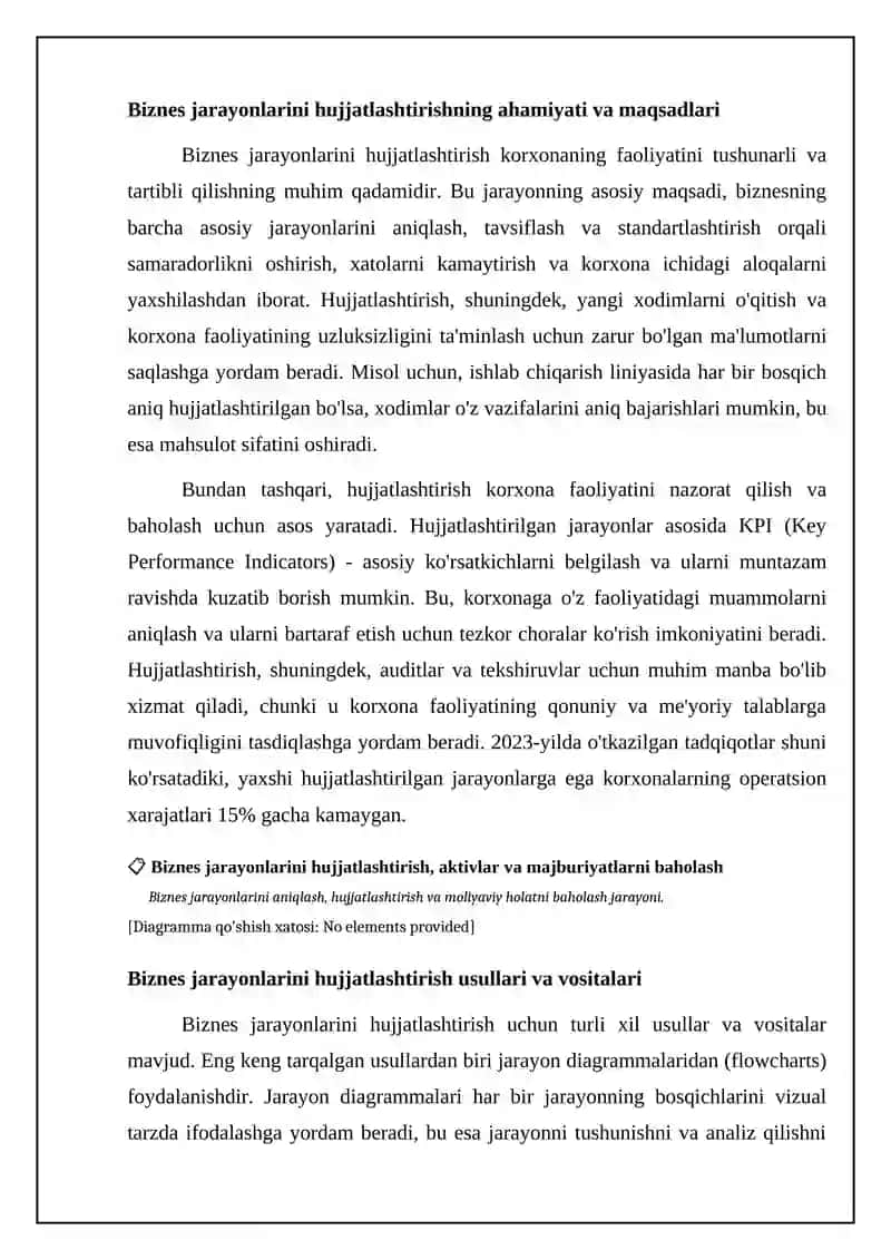 Biznes jarayonlarini hujjatlashtirish, aktivlar va majburiyatlarni baholash 4