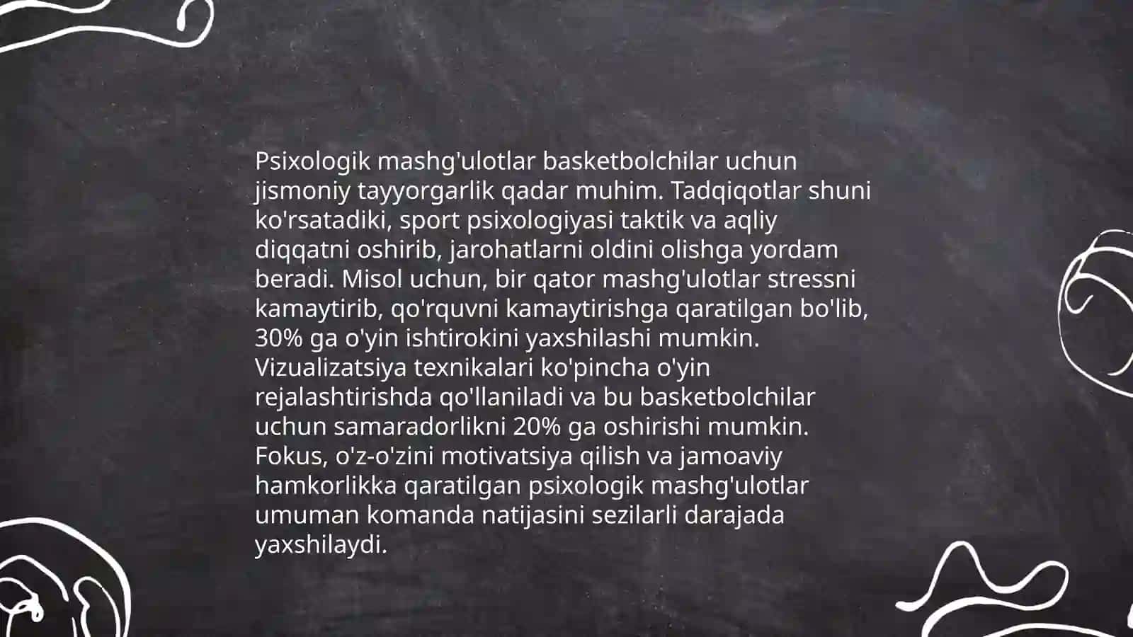 Basketbolchilarga ruhiy va psixologik tayyorgarlik xolatini aniqlash 4