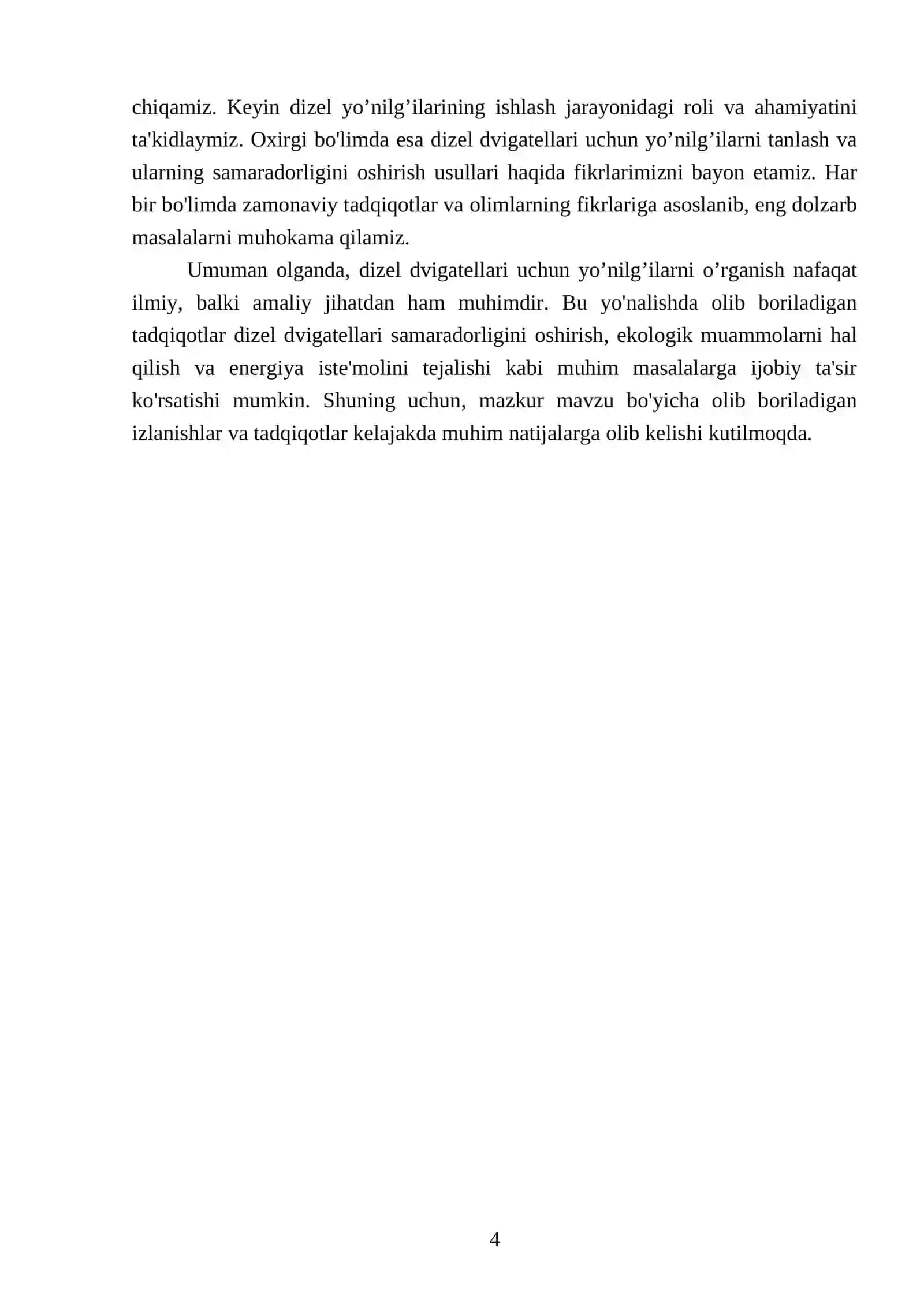 Dizel dvigatellari uchun yo’nilg’ilar 4