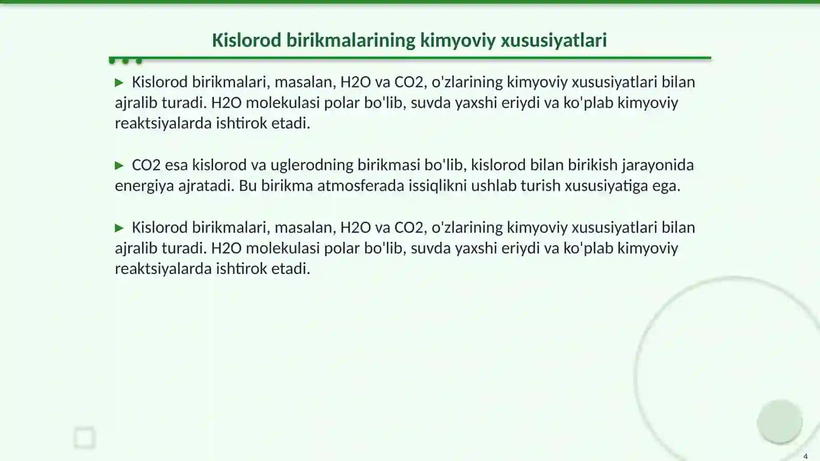 Kislorod birikmalarining oksidlanish-qaytarilish. Frost diagrammasi 4
