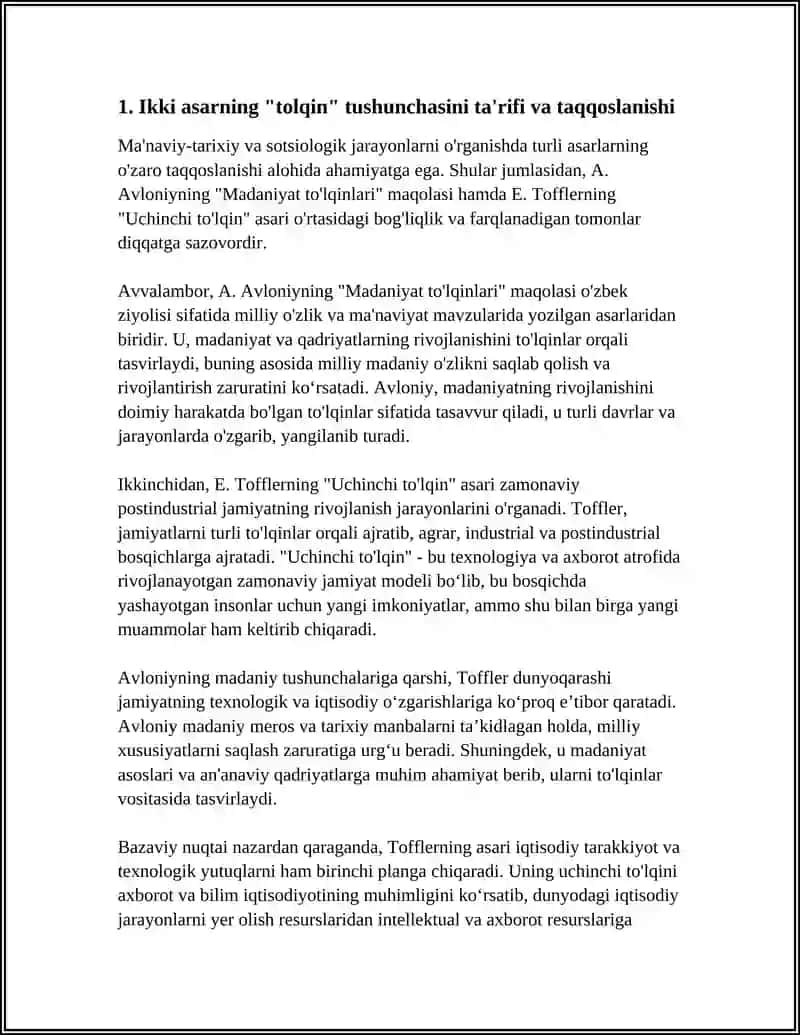 "Madeniyat Tolqinlari" va "Ushinchi Tolqin" Salistirmali Analiz 4