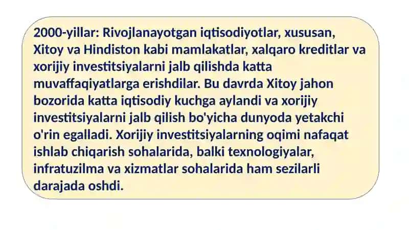 Xalqaro Kreditlar va Xorijiy Investitsiyalar 4