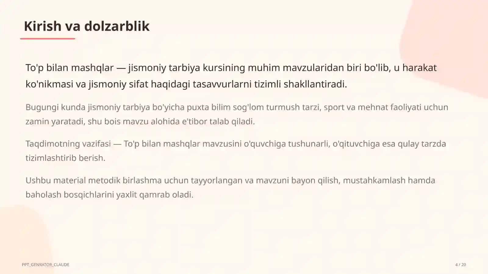 To'p bilan mashqlar (2-sinf) 4