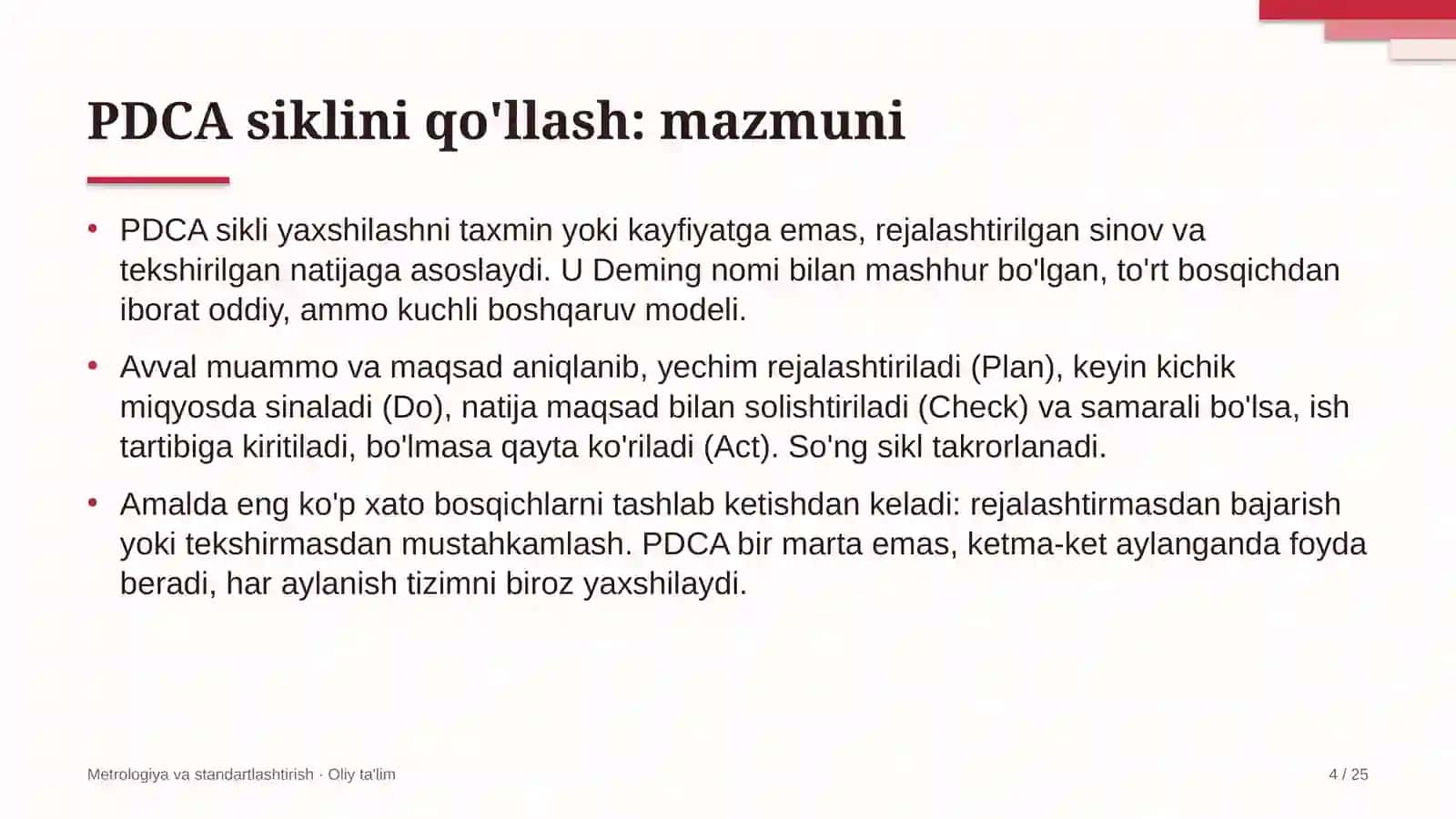 probatsiya xizmatida pdca siklini qo'llash 4949 4