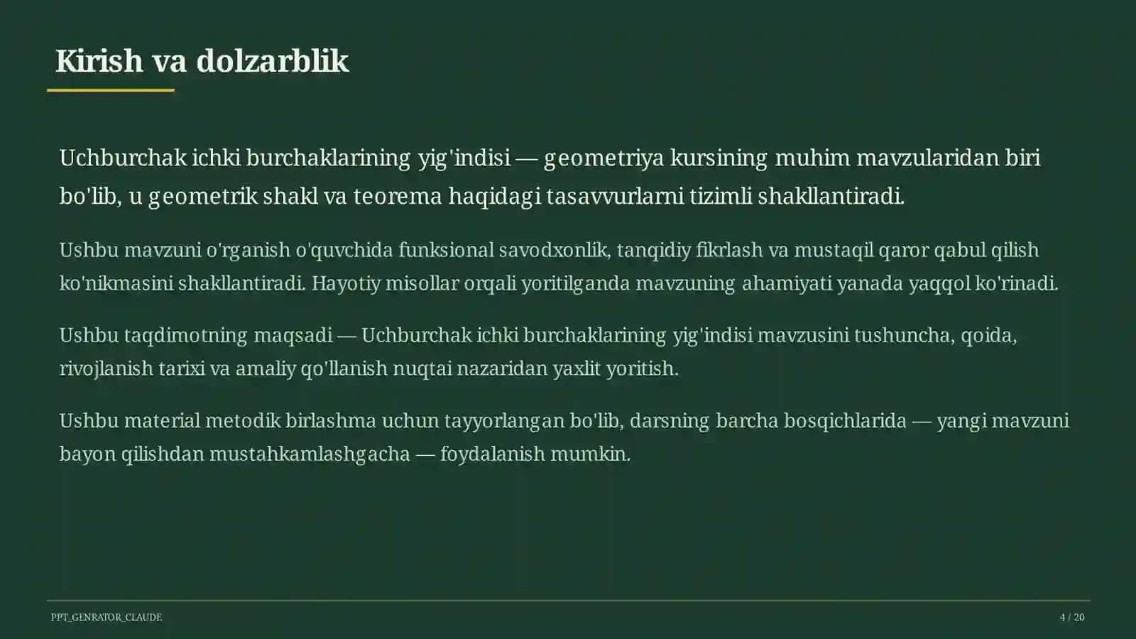 Uchburchak ichki burchaklarining yig'indisi (7-sinf) 4