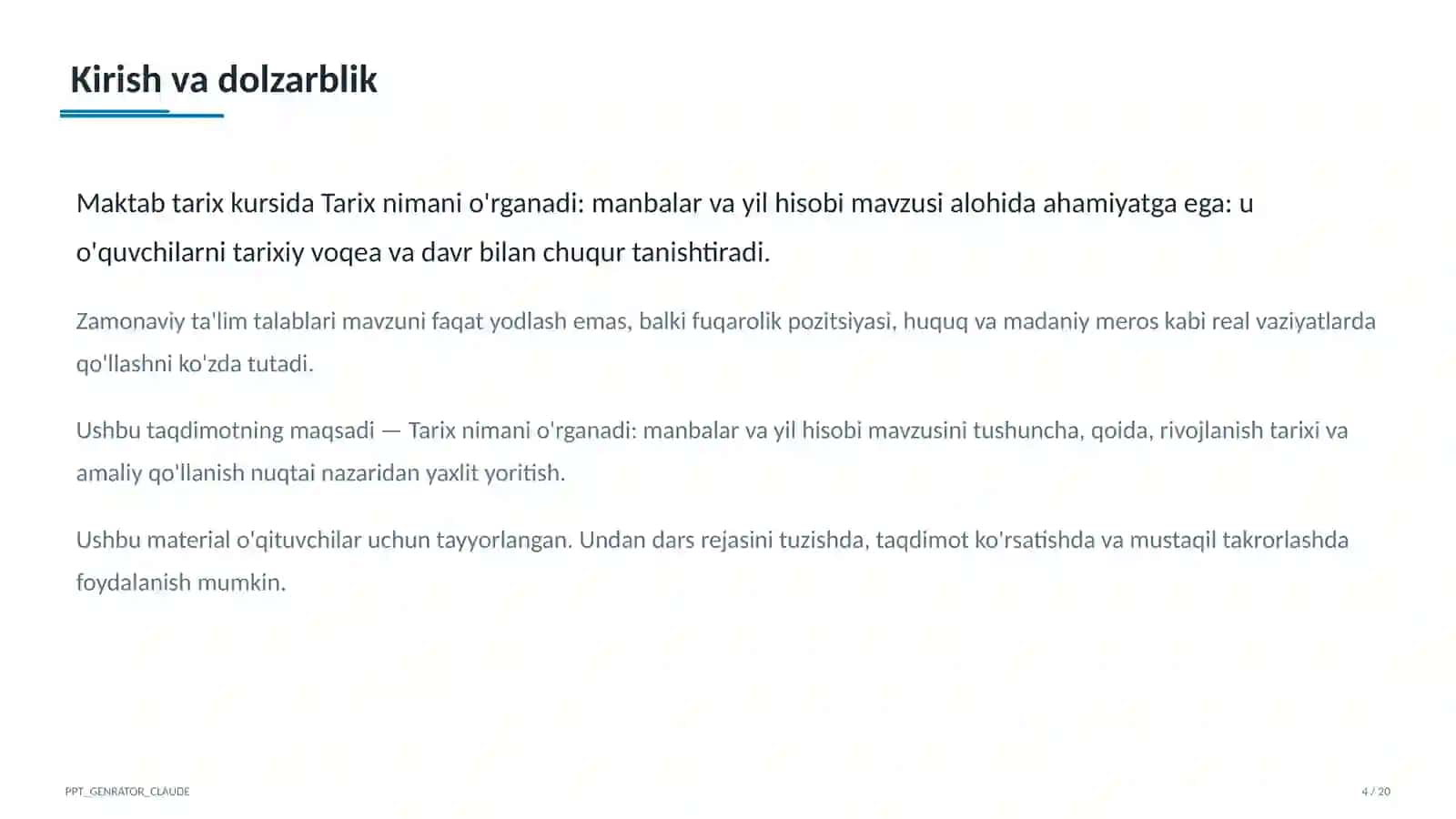 Tarix nimani o'rganadi: manbalar va yil hisobi (5-sinf) 4