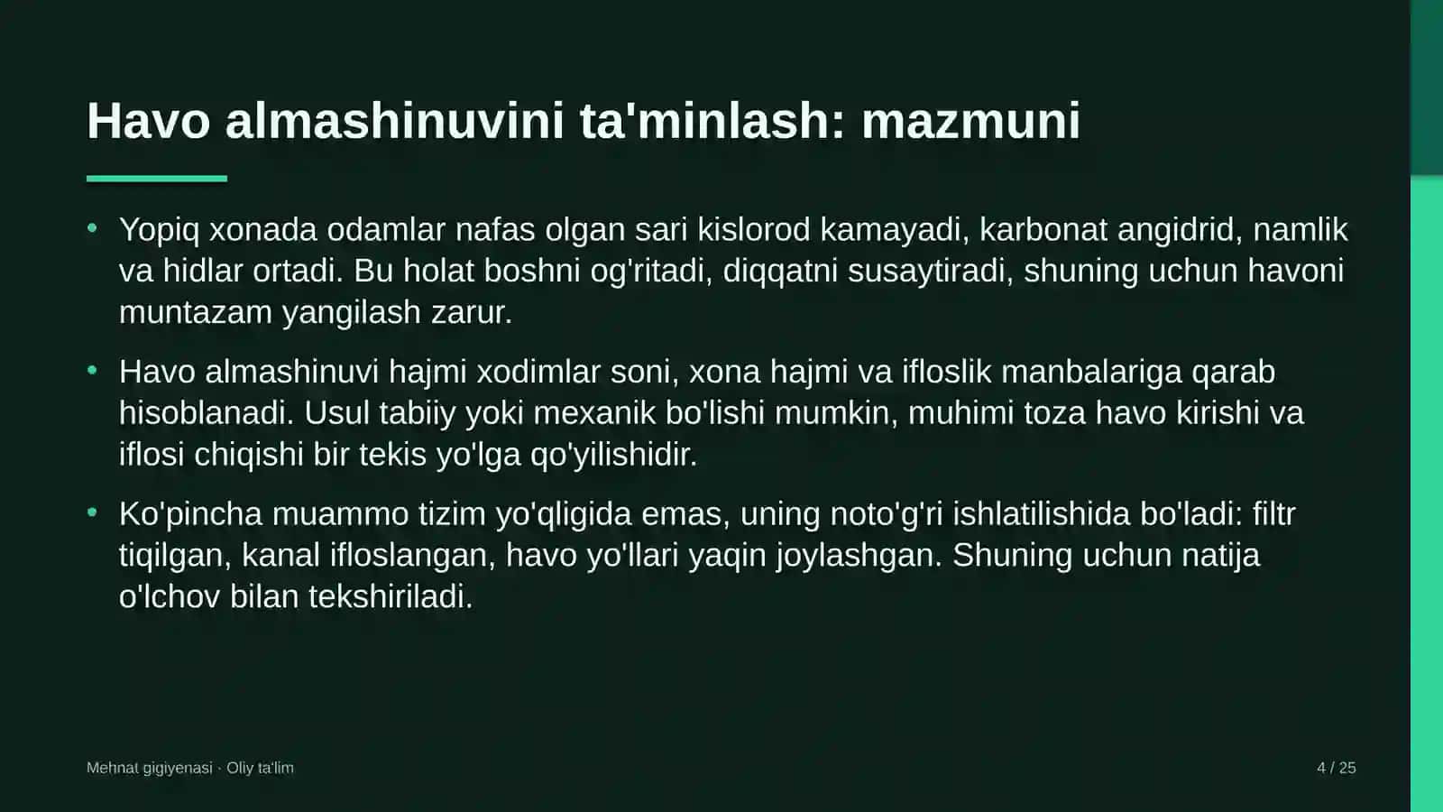 Mehnat gigiyenasi · Oliy ta'lim 4