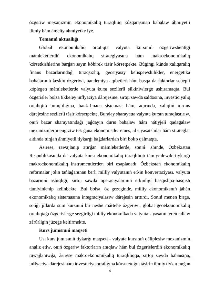 Valyuta kursınıń ózgeriwleri hám olardıń ekonomikalıq rawajlanıwǵa tásiri 4