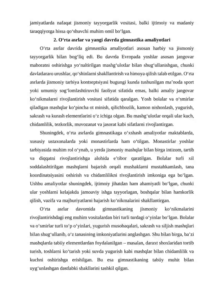 Gimnastikaning rivojlanish bosqichlari 4