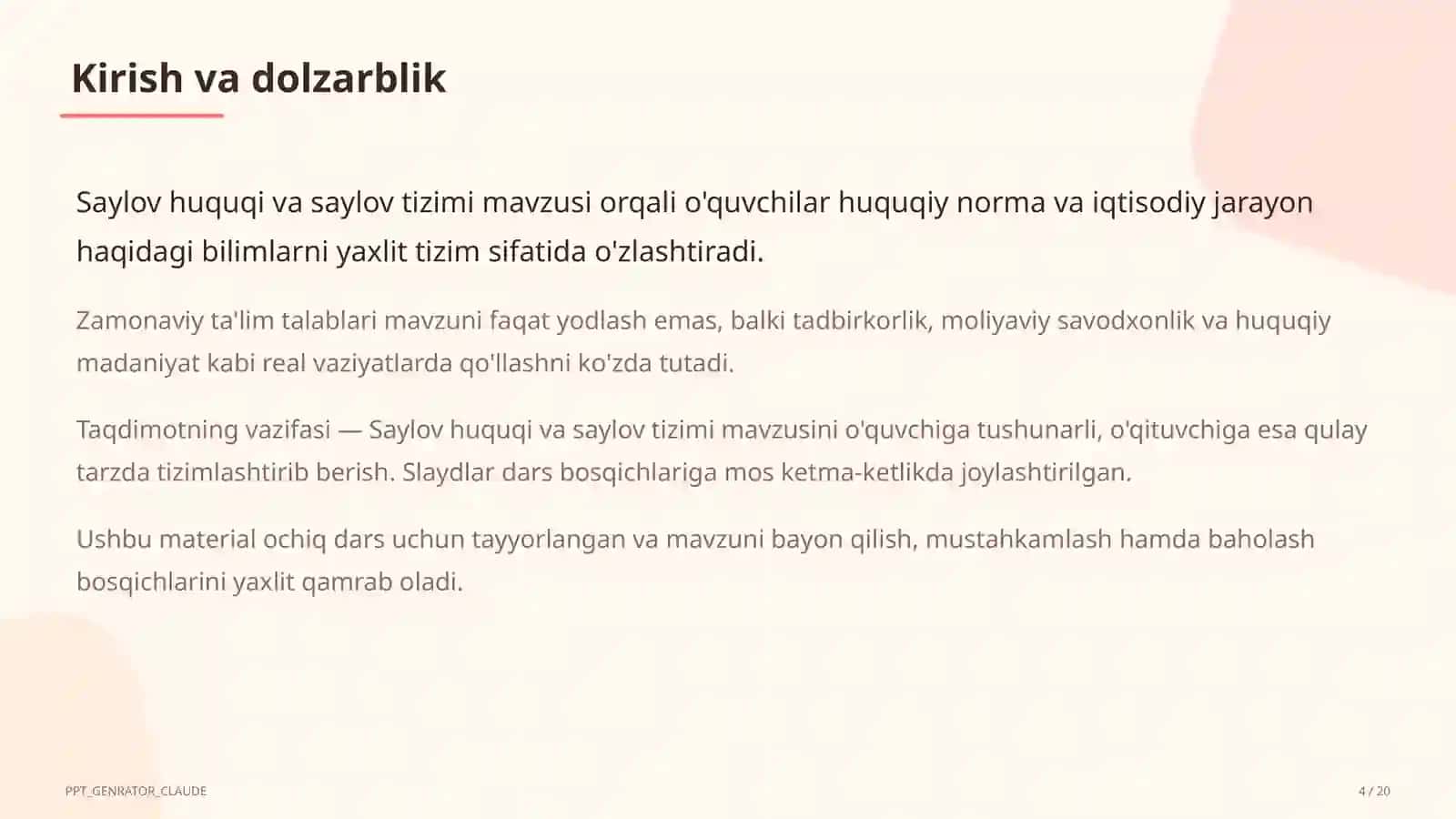 Saylov huquqi va saylov tizimi (10-sinf) 4
