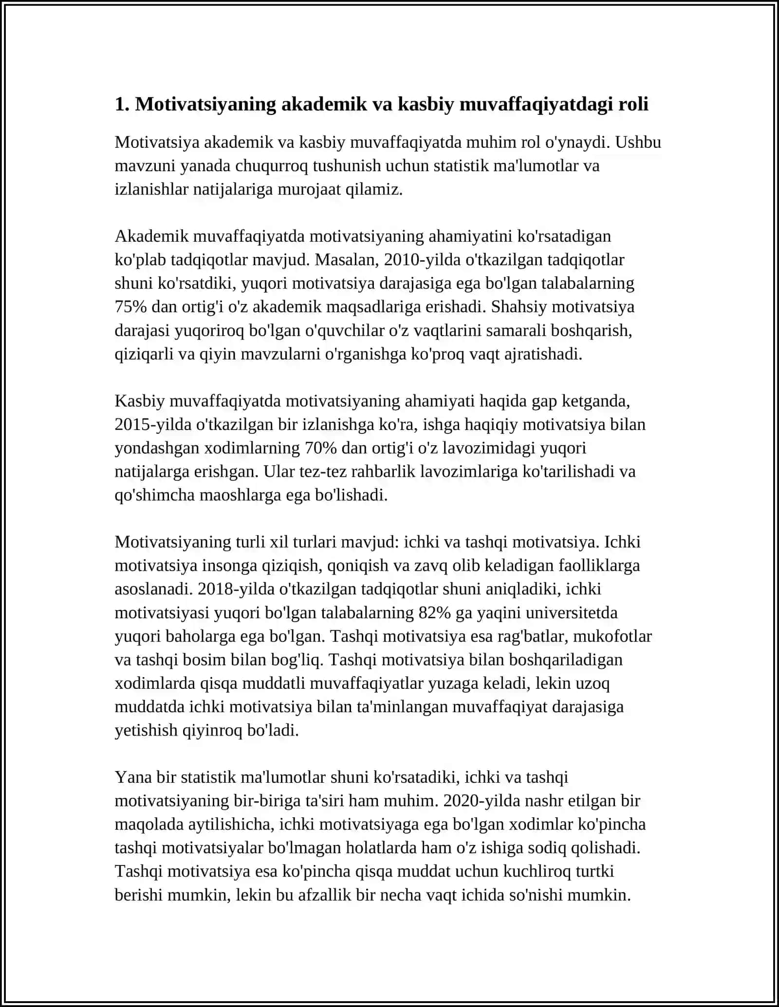 AKADEMIK VA KASBIY MUVOFAQIYATGA ERISHISHDA MATIVATSIYA VA O'Z-O'ZINI BOSHQARISH(SELF-MANAGEMENT)NING ROLI 4