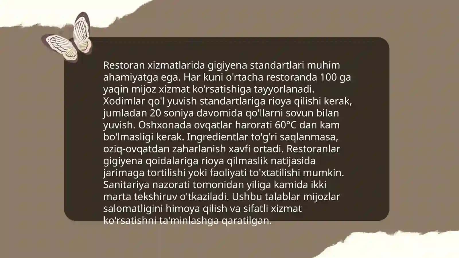 Mehmonxona va restoran xizmatlarini standartlashtirish va sertifikatlashtirish 4