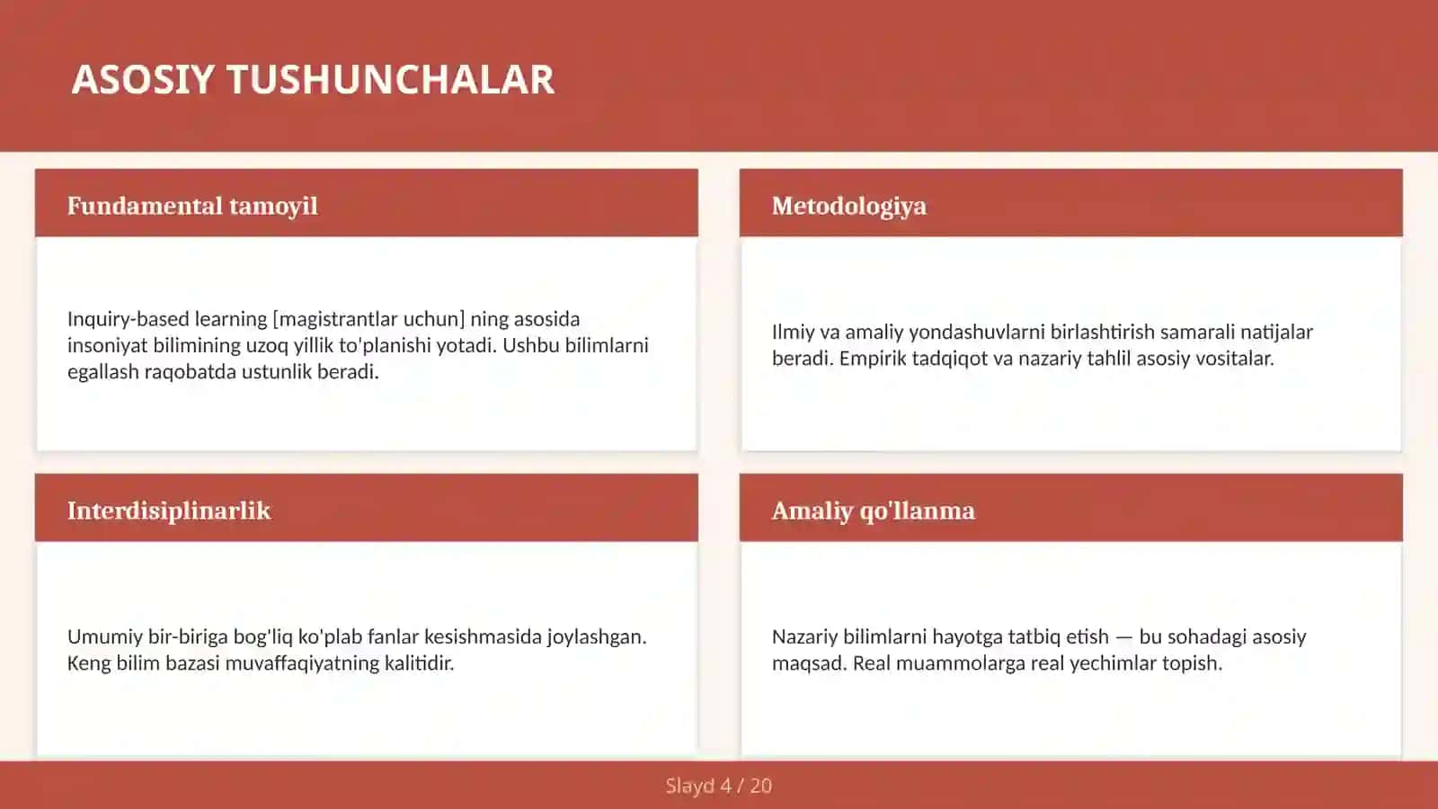 Magistrantlar uchun so'ralgan o'qish [ZAM] 4